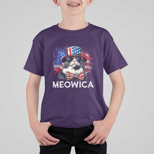 Funny 4th Of July T Shirt For Kid Meowica American Flag USA Cat TS11 Purple Print Your Wear