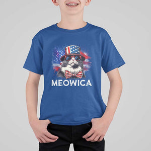 Funny 4th Of July T Shirt For Kid Meowica American Flag USA Cat TS11 Royal Blue Print Your Wear