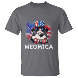 Funny 4th Of July T Shirt Meowica American Flag USA Cat TS11 Charcoal Print Your Wear