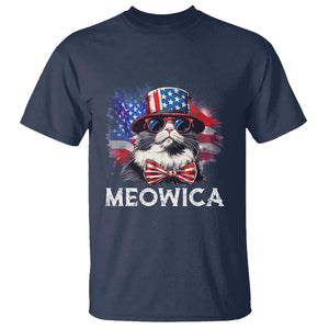 Funny 4th Of July T Shirt Meowica American Flag USA Cat TS11 Navy Print Your Wear