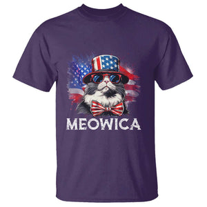 Funny 4th Of July T Shirt Meowica American Flag USA Cat TS11 Purple Print Your Wear