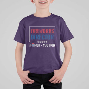 Funny 4th Of July T Shirt For Kid Fireworks Director If I Run You Run America Flag TS11 Purple Print Your Wear