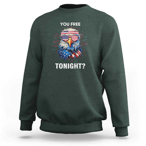 Funny 4th Of July Sweatshirt You Free Tonight Independence Day Eagle American USA TS11 Dark Forest Green Print Your Wear