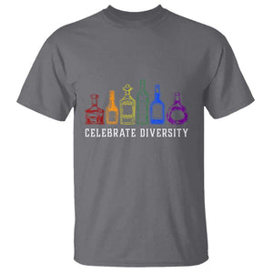 LGBTQ Pride T Shirt Celebrate Diversity LGBT Flag Wine Drinker TS11 Charcoal Print Your Wear