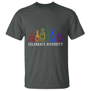 LGBTQ Pride T Shirt Celebrate Diversity LGBT Flag Wine Drinker TS11 Dark Heather Print Your Wear