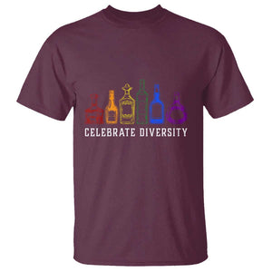 LGBTQ Pride T Shirt Celebrate Diversity LGBT Flag Wine Drinker TS11 Maroon Print Your Wear