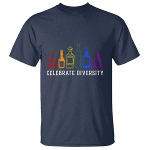 LGBTQ Pride T Shirt Celebrate Diversity LGBT Flag Wine Drinker TS11 Navy Print Your Wear