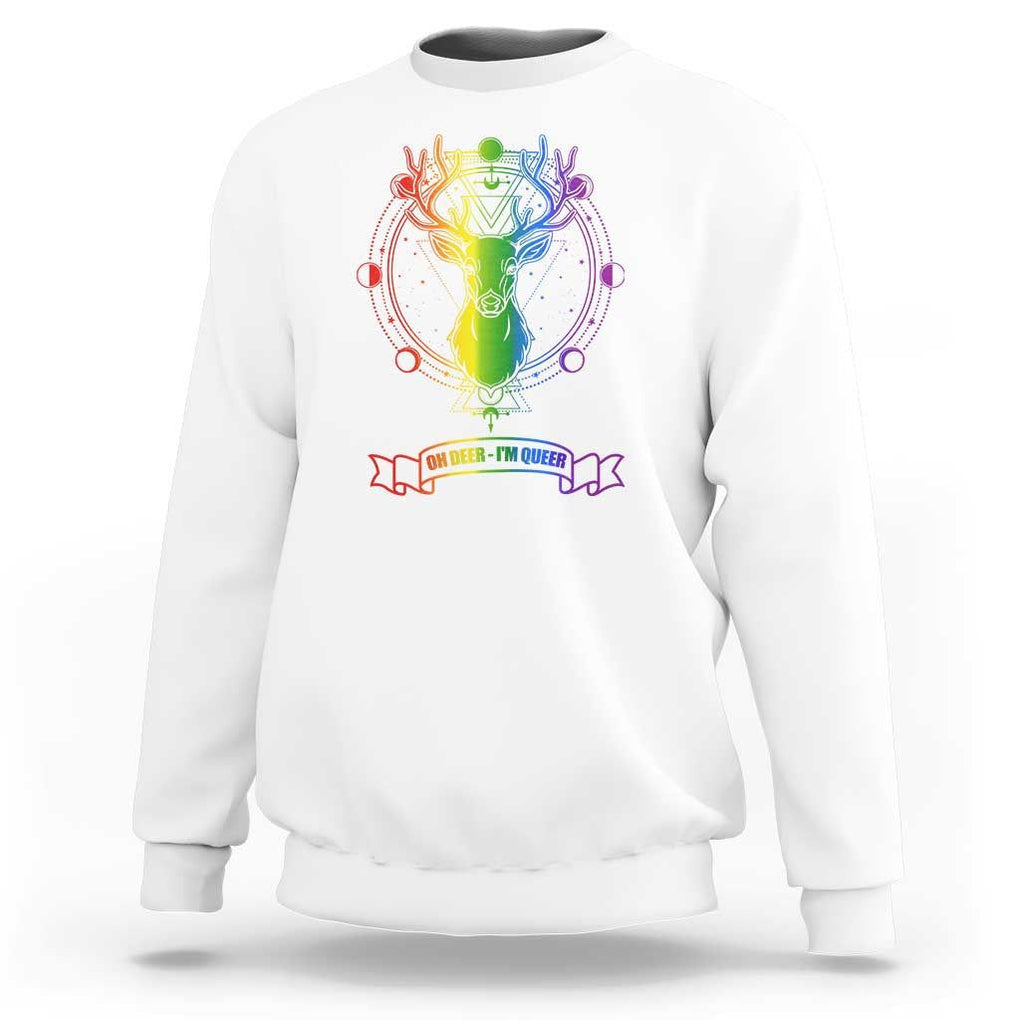 LGBTQ Sweatshirt Oh Deer I'm Queer Vintage Pride Lesbian Gay TS11 White Print Your Wear