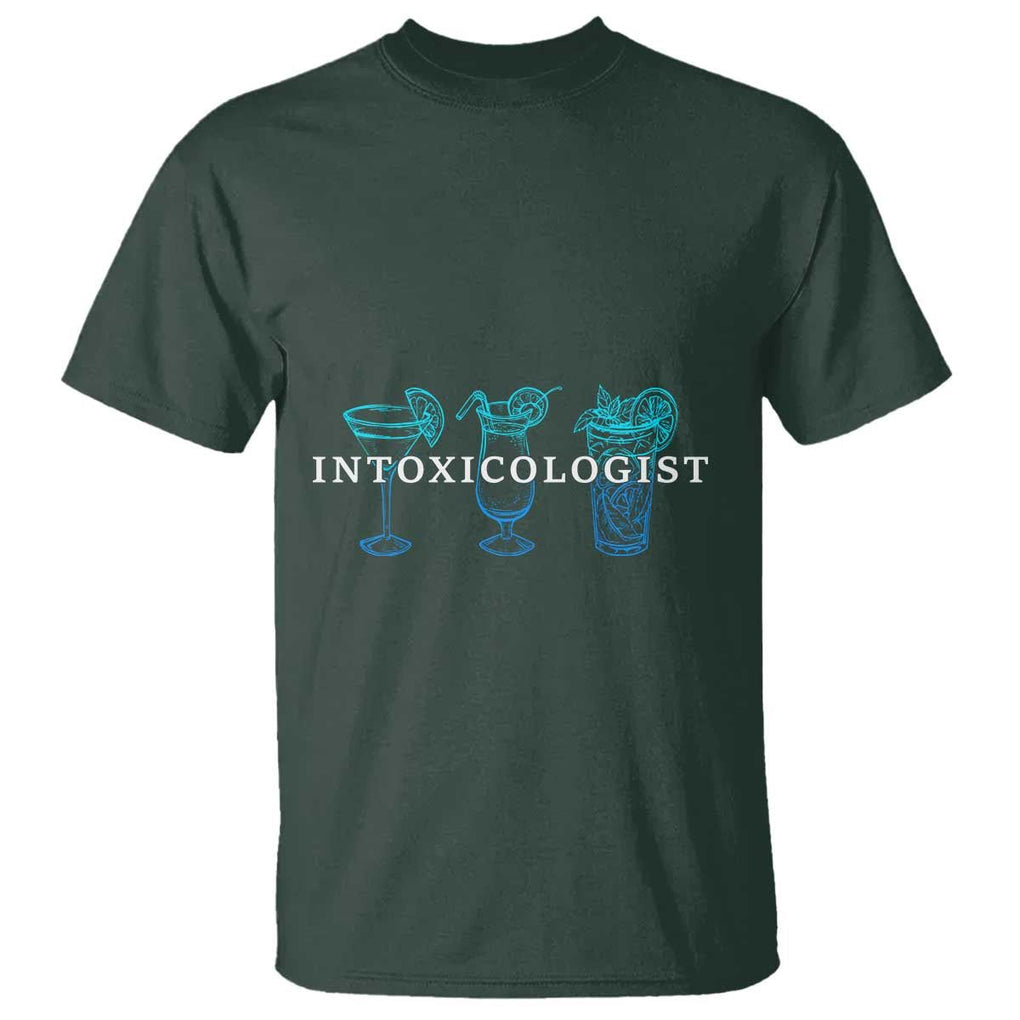 Funny Bartender T Shirt Intoxicologist Bartending Bar Pub Owner TS11 Dark Forest Green Print Your Wear