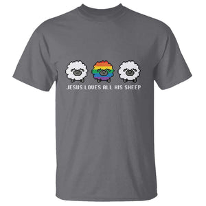 LGBTQ T Shirt Jesus Loves All His Sheep Gay Pride Woolly Sheep TS11 Charcoal Print Your Wear