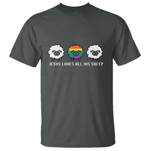 LGBTQ T Shirt Jesus Loves All His Sheep Gay Pride Woolly Sheep TS11 Dark Heather Print Your Wear