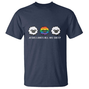 LGBTQ T Shirt Jesus Loves All His Sheep Gay Pride Woolly Sheep TS11 Navy Print Your Wear