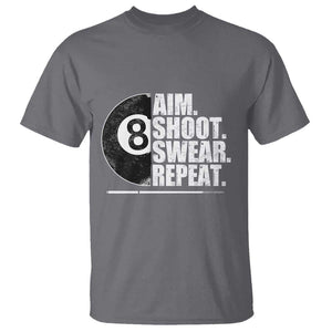 Billards Lover T Shirt Aim Shoot Swear Repeat Funny Pool Balls Cue TS11 Charcoal Print Your Wear