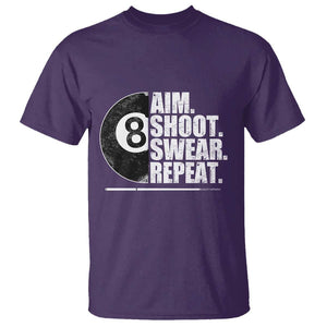 Billards Lover T Shirt Aim Shoot Swear Repeat Funny Pool Balls Cue TS11 Purple Print Your Wear