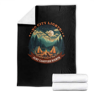 Funny No City Lights Just Campfire Nights Throw Blanket Camping Lover