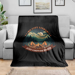 Funny No City Lights Just Campfire Nights Throw Blanket Camping Lover