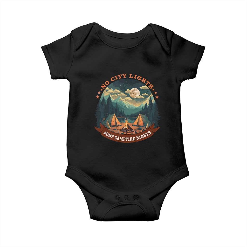 Funny No City Lights Just Campfire Nights Baby Onesie Camping Lover