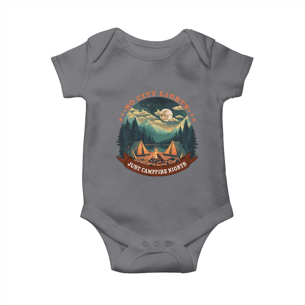 Funny No City Lights Just Campfire Nights Baby Onesie Camping Lover