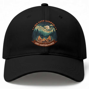 Funny No City Lights Just Campfire Nights Baseball Cap Camping Lover