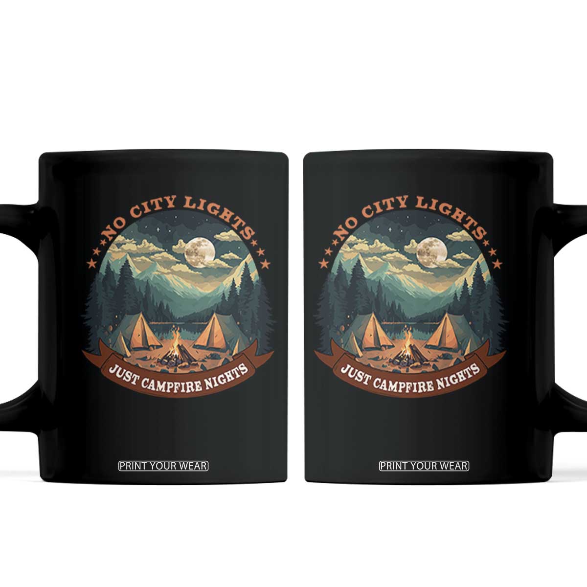 Funny No City Lights Just Campfire Nights Coffee Mug Camping Lover