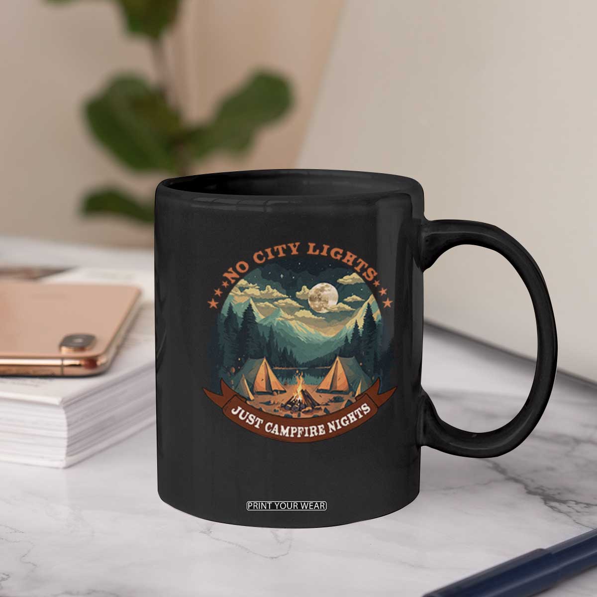 Funny No City Lights Just Campfire Nights Coffee Mug Camping Lover