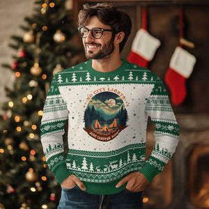 Funny No City Lights Just Campfire Nights Ugly Christmas Sweater Camping Lover
