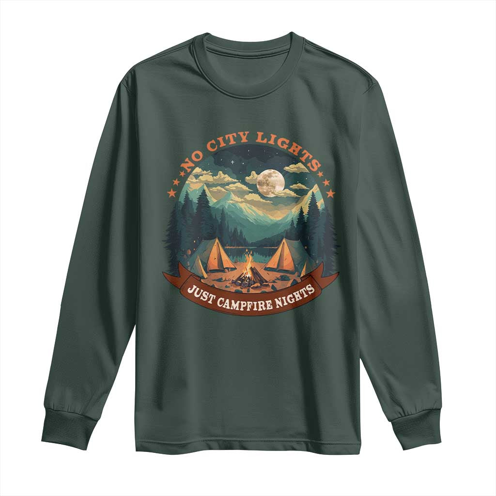 Funny No City Lights Just Campfire Nights Long Sleeve Shirt Camping Lover
