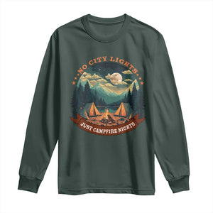 Funny No City Lights Just Campfire Nights Long Sleeve Shirt Camping Lover