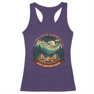 Funny No City Lights Just Campfire Nights Racerback Tank Top Camping Lover