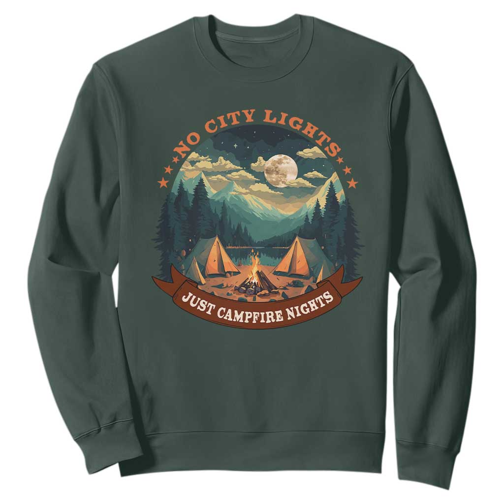 Funny No City Lights Just Campfire Nights Sweatshirt Camping Lover