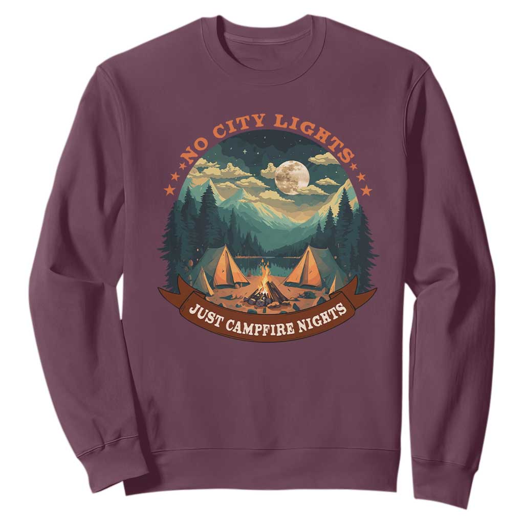 Funny No City Lights Just Campfire Nights Sweatshirt Camping Lover