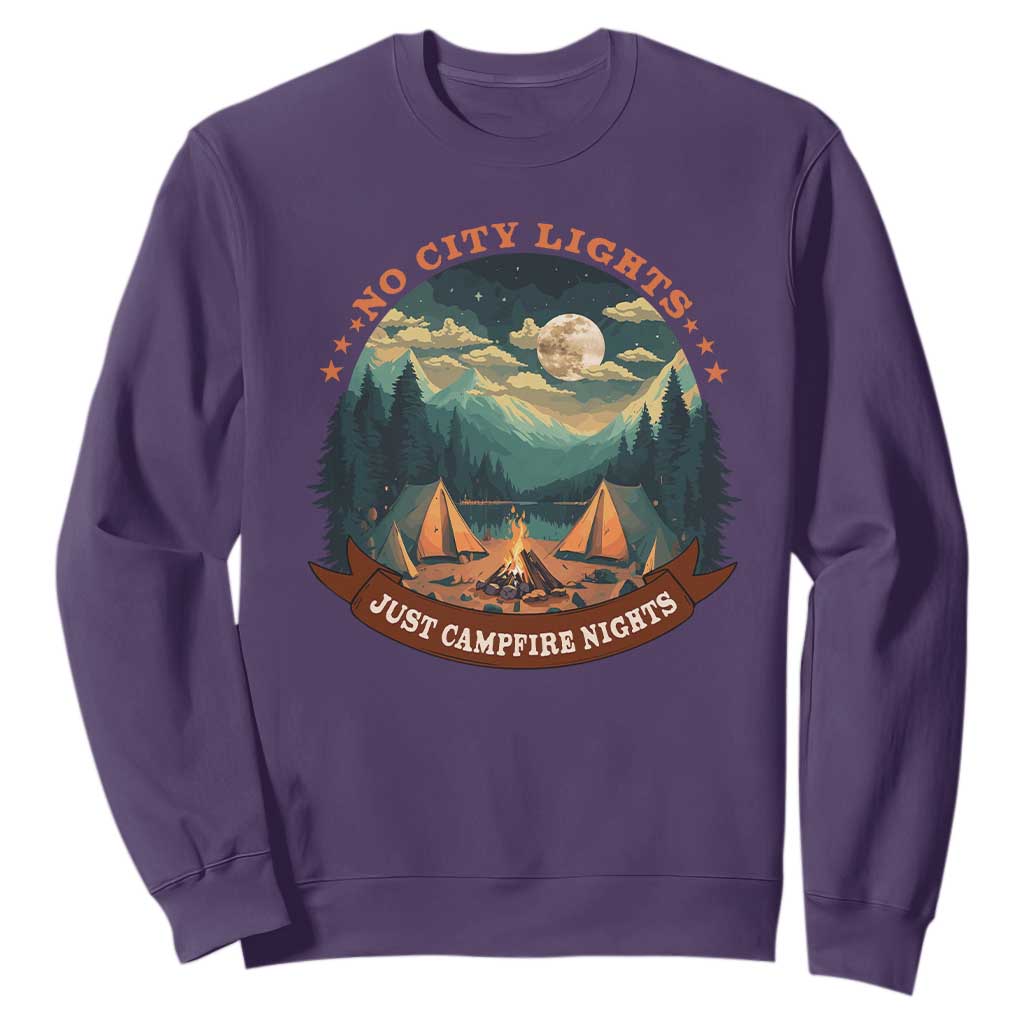 Funny No City Lights Just Campfire Nights Sweatshirt Camping Lover