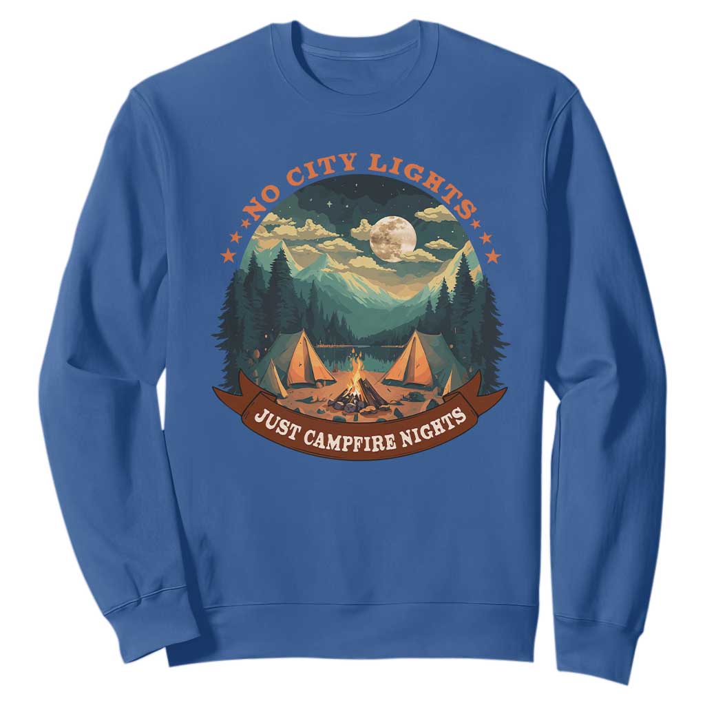 Funny No City Lights Just Campfire Nights Sweatshirt Camping Lover