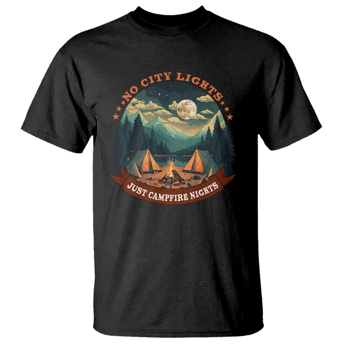 Funny No City Lights Just Campfire Nights T Shirt Camping Lover