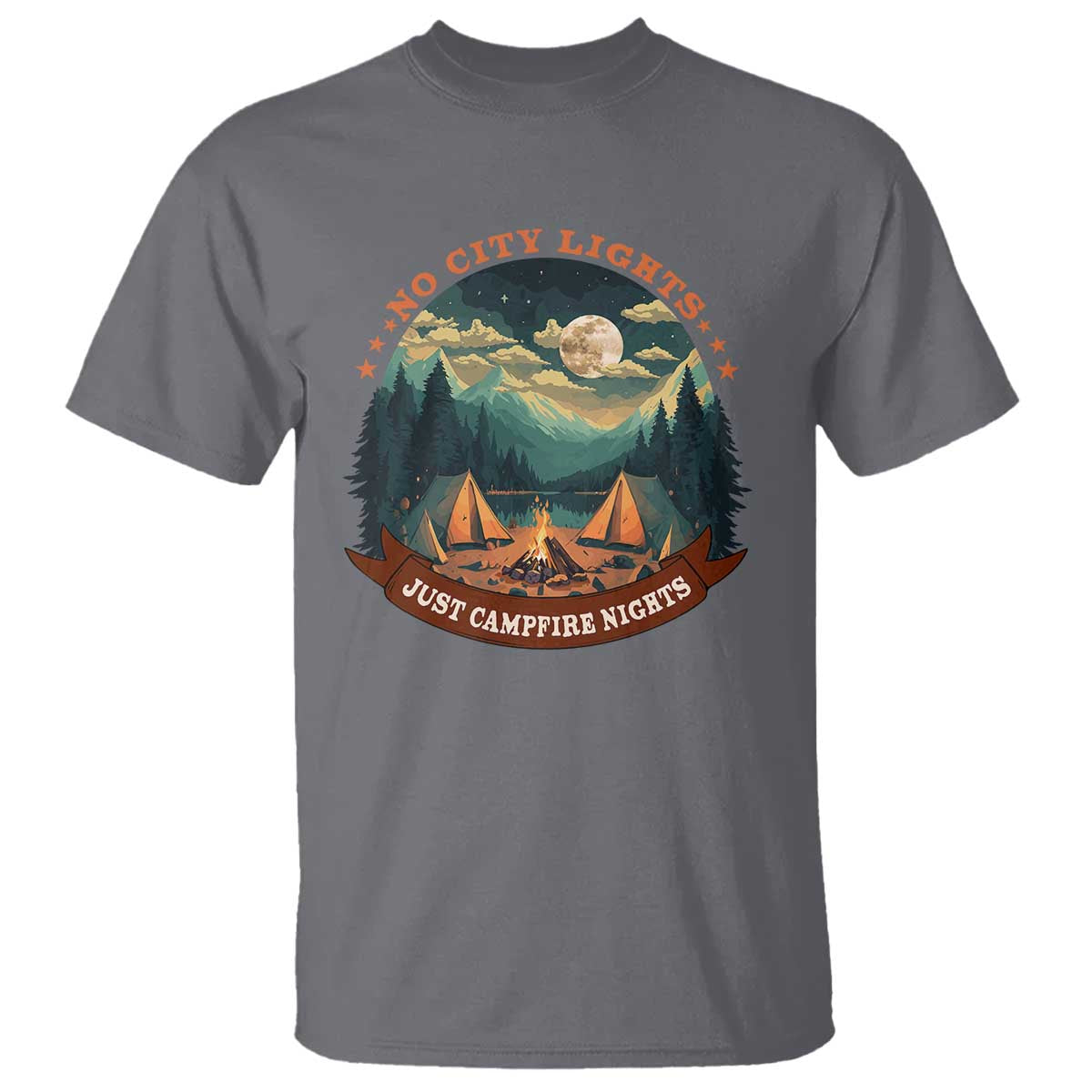 Funny No City Lights Just Campfire Nights T Shirt Camping Lover