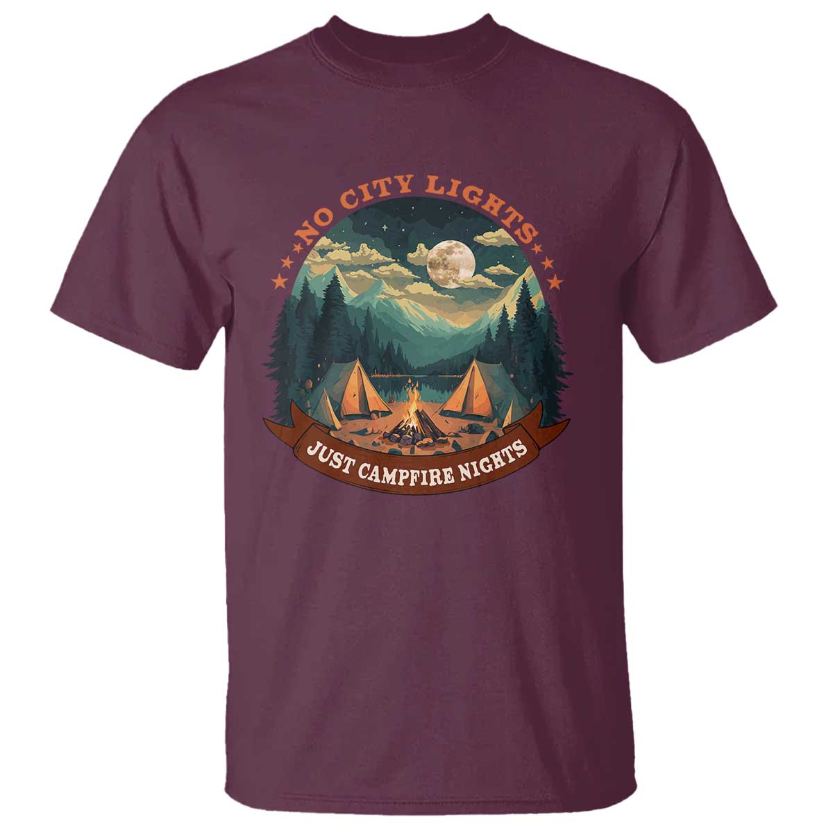 Funny No City Lights Just Campfire Nights T Shirt Camping Lover