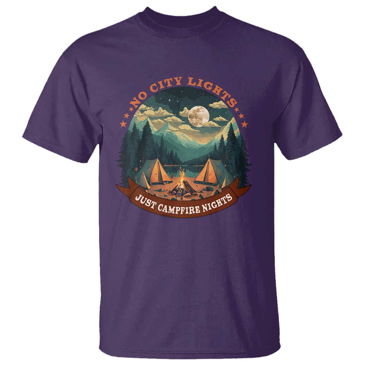 Funny No City Lights Just Campfire Nights T Shirt Camping Lover