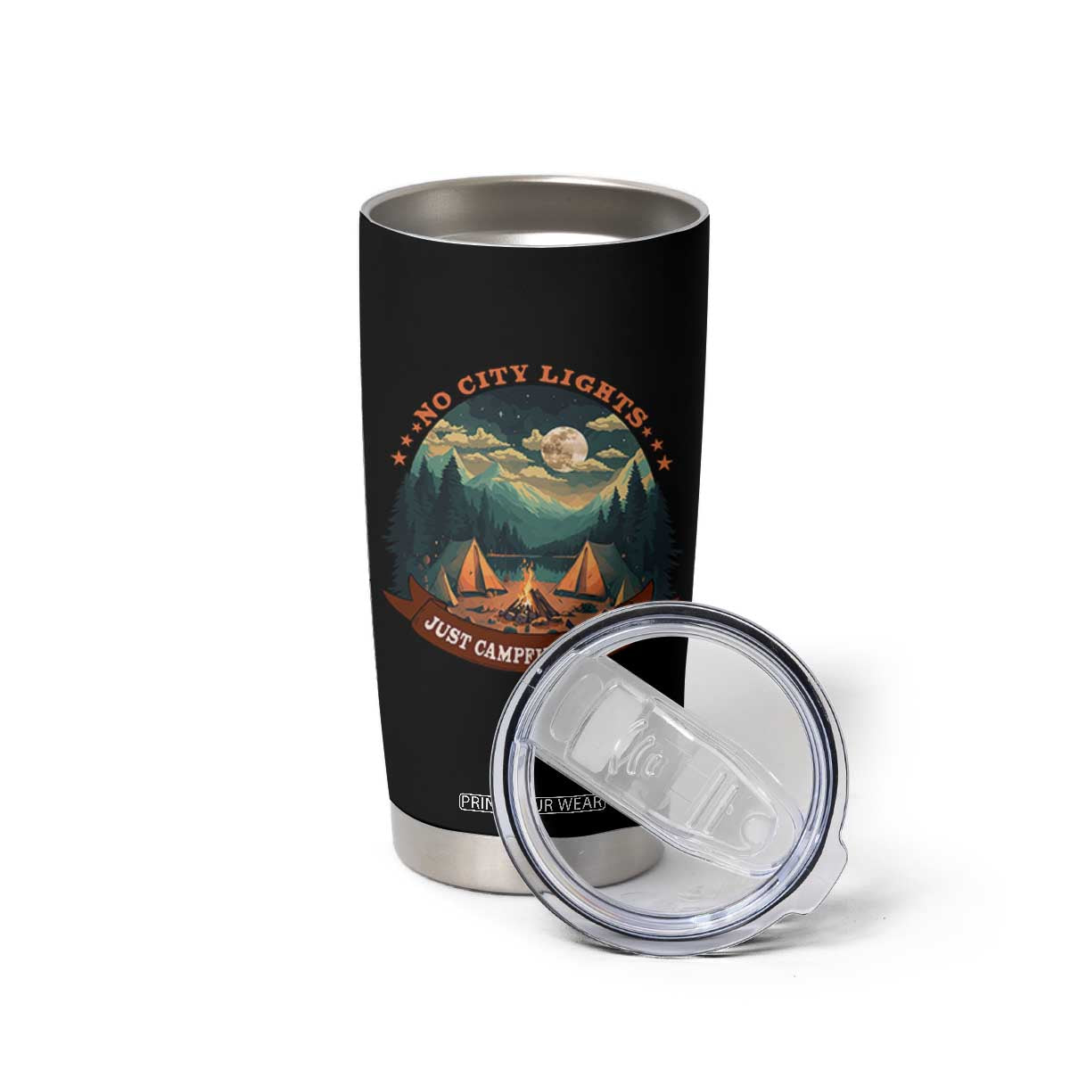 Funny No City Lights Just Campfire Nights Tumbler Cup Camping Lover