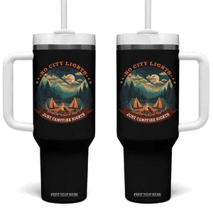 Funny No City Lights Just Campfire Nights Tumbler With Handle Camping Lover