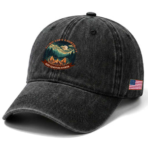 Funny No City Lights Just Campfire Nights Washed Cotton Baseball Cap Camping Lover