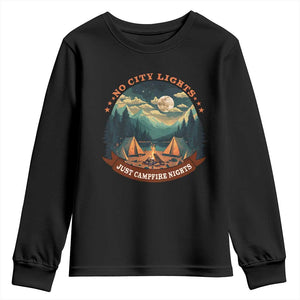 Funny No City Lights Just Campfire Nights Youth Sweatshirt Camping Lover