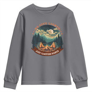 Funny No City Lights Just Campfire Nights Youth Sweatshirt Camping Lover