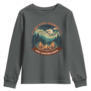 Funny No City Lights Just Campfire Nights Youth Sweatshirt Camping Lover