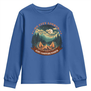 Funny No City Lights Just Campfire Nights Youth Sweatshirt Camping Lover