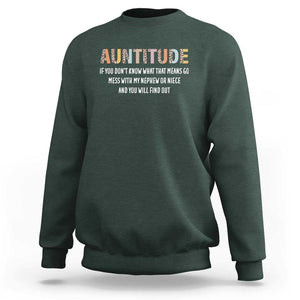 Funny Aunt Sweatshirt Auntitude Leopard Nephew Niece TS11 Dark Forest Green Print Your Wear