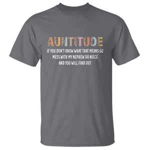 Funny Aunt T Shirt Auntitude Leopard Nephew Niece TS11 Charcoal Print Your Wear