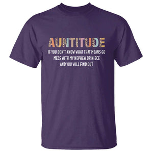 Funny Aunt T Shirt Auntitude Leopard Nephew Niece TS11 Purple Print Your Wear