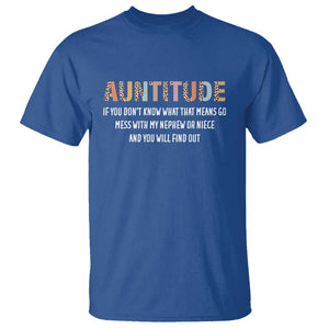 Funny Aunt T Shirt Auntitude Leopard Nephew Niece TS11 Royal Blue Print Your Wear