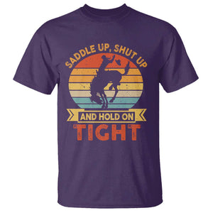 Rodeo Cowboy T Shirt Saddle Up Shut Up And Hold On Tight Western Bronc Riding TS11 Purple Print Your Wear