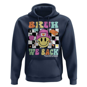 Bruh We Back Hoodie Back To School Retro Groovy Smile Face TS11 Navy Print Your Wear